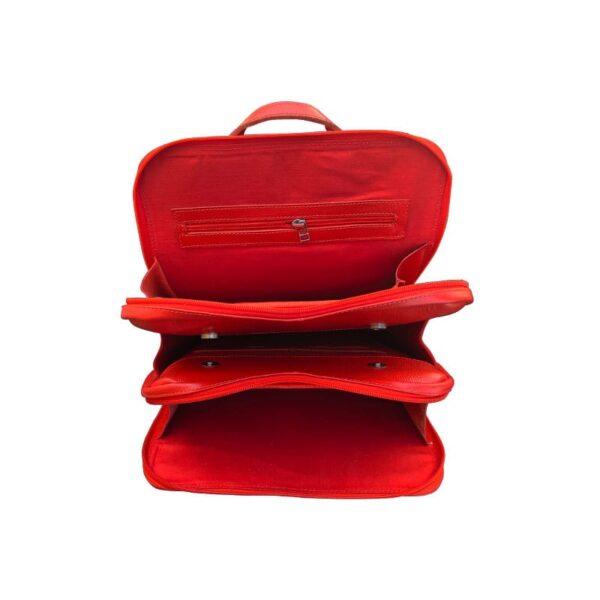Red Leather Student Backpack - Image 5