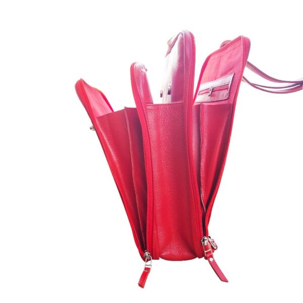 Red Leather Student Backpack - Image 6