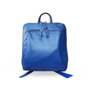 Blue Zipper Leather Bag Pack