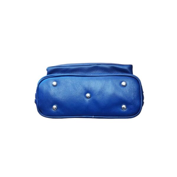 Blue Zipper Leather Bag Pack - Image 5