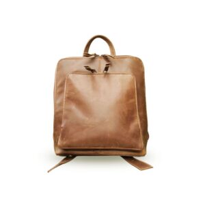 Brown Zipper Leather Bag Pack