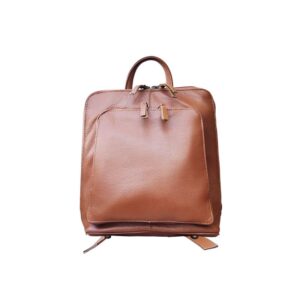 Dark Brown Zipper Leather Bag Pack