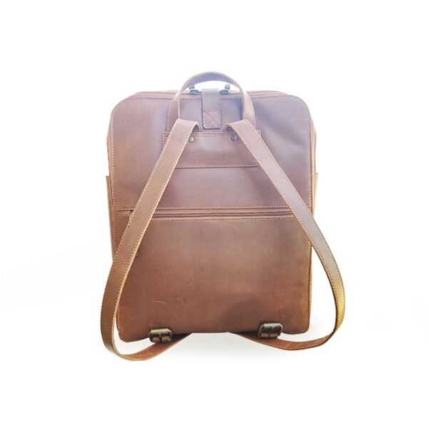 Brown Leather Student Backpack - Image 7