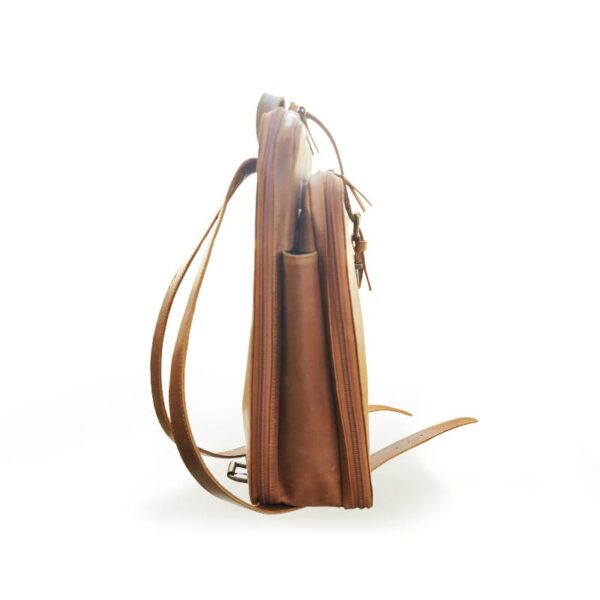 Brown Leather Student Backpack - Image 6