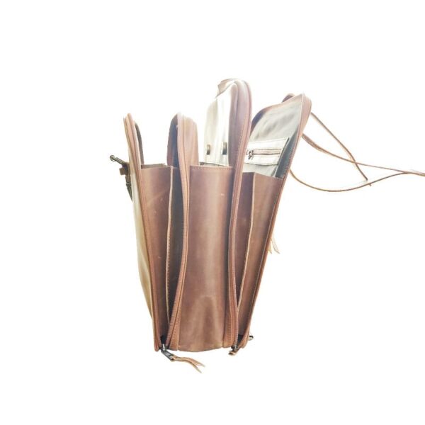 Brown Leather Student Backpack - Image 3
