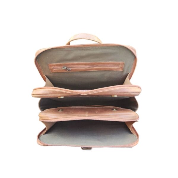 Brown Leather Student Backpack - Image 2