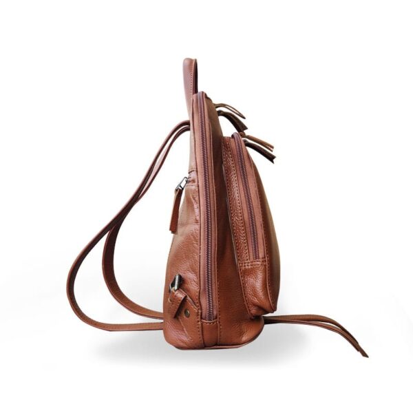 Dark Brown Zipper Leather Bag Pack - Image 7