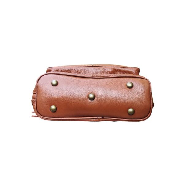 Dark Brown Zipper Leather Bag Pack - Image 2