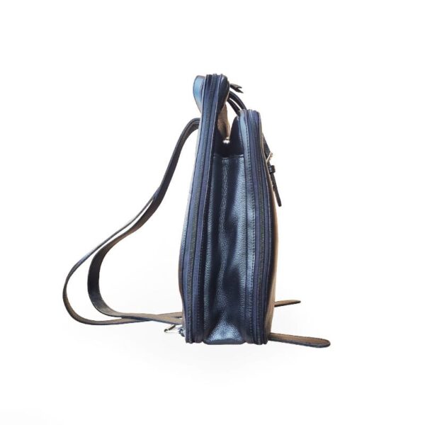 Black Leather Student Backpack - Image 3