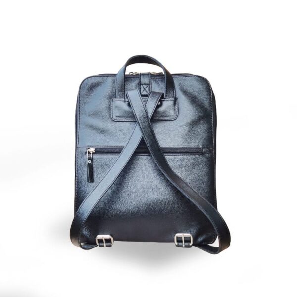 Black Leather Student Backpack - Image 4