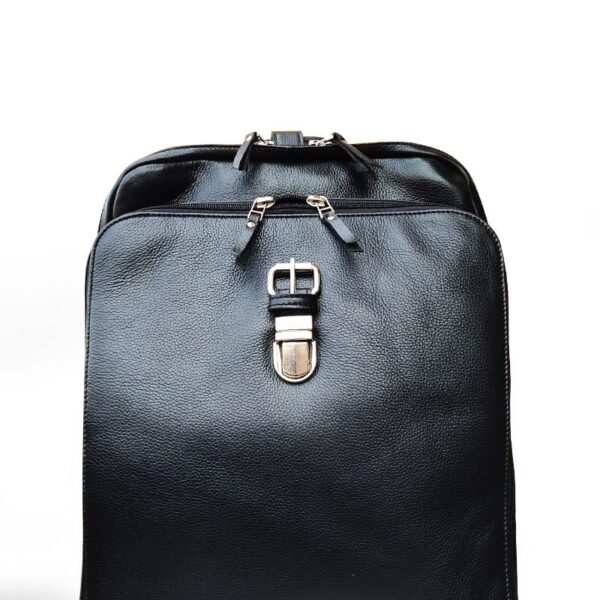 Black Leather Student Backpack - Image 5