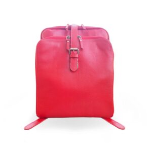 Red Leather Student Backpack