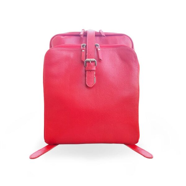 Red Leather Student Backpack