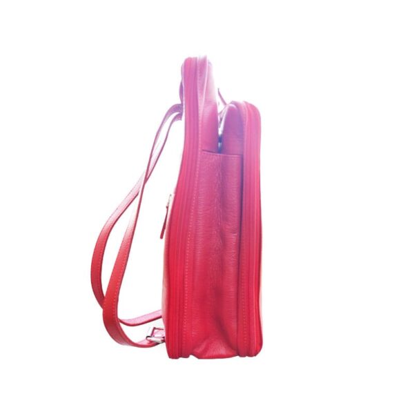 Red Leather Student Backpack - Image 4